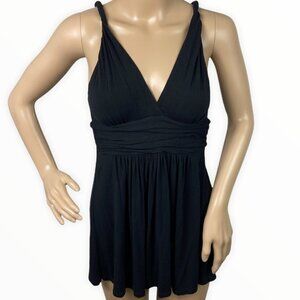 La Vie‎ En Rose Y2K Babydoll Tunic Tank Black Nightgown Size Small Sleep Empire